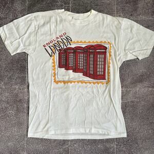 Men's Vintage 80's Giles Gilbert Scott Red Telephone Box London T Shirt Tee Sz M